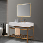 Load image into Gallery viewer, Merano 48&quot; Single Stainless Steel Vanity Console with Aosta White Stone Countertop
