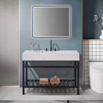 Load image into Gallery viewer, Merano 48&quot; Single Stainless Steel Vanity Console with Aosta White Stone Countertop
