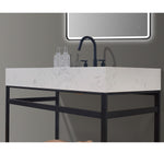 Load image into Gallery viewer, Merano 48&quot; Single Stainless Steel Vanity Console with Aosta White Stone Countertop
