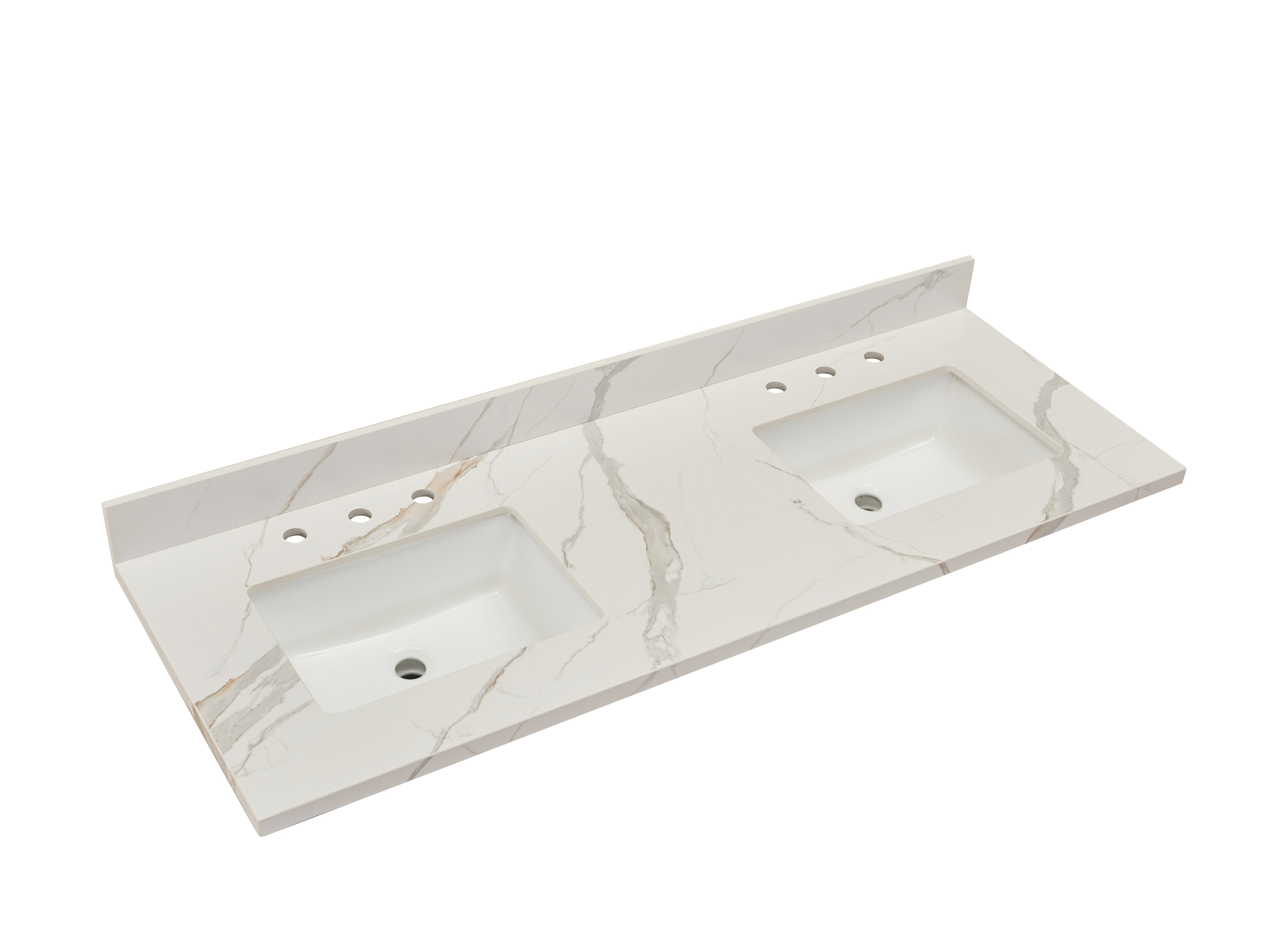 Eivissia Double Sink Bathroom Vanity Countertop in Calacatta White
