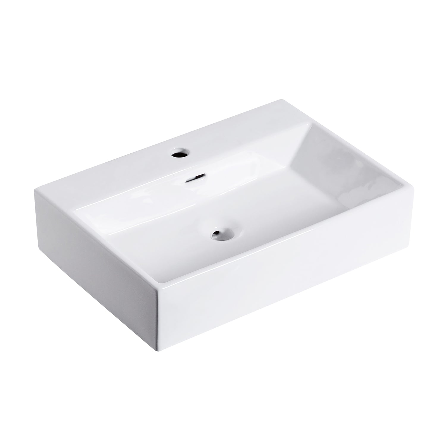 Fremont 24" Rectangle Ceramic Vessel Bathroom Vanity Sink with Overflow