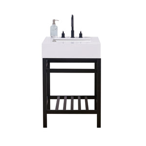 Edolo Stone effects Single Sink Vanity Top in Snow White Apron with White Sink