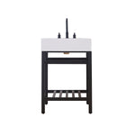 Load image into Gallery viewer, Edolo 24&quot; Single Stainless Steel Vanity Console in Matte Black with Snow White Stone Countertop
