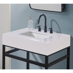 Load image into Gallery viewer, Edolo Stone effects Single Sink Vanity Top in Snow White Apron with White Sink
