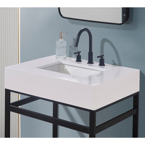 Edolo Stone effects Single Sink Vanity Top in Snow White Apron with White Sink