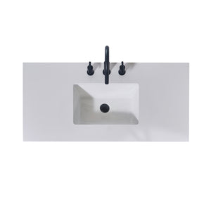 Edolo Stone effects Single Sink Vanity Top in Snow White Apron with White Sink