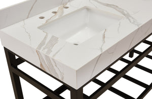 Marseille 60" Double Sink Bathroom Vanity Countertop in Calacatta White Apron