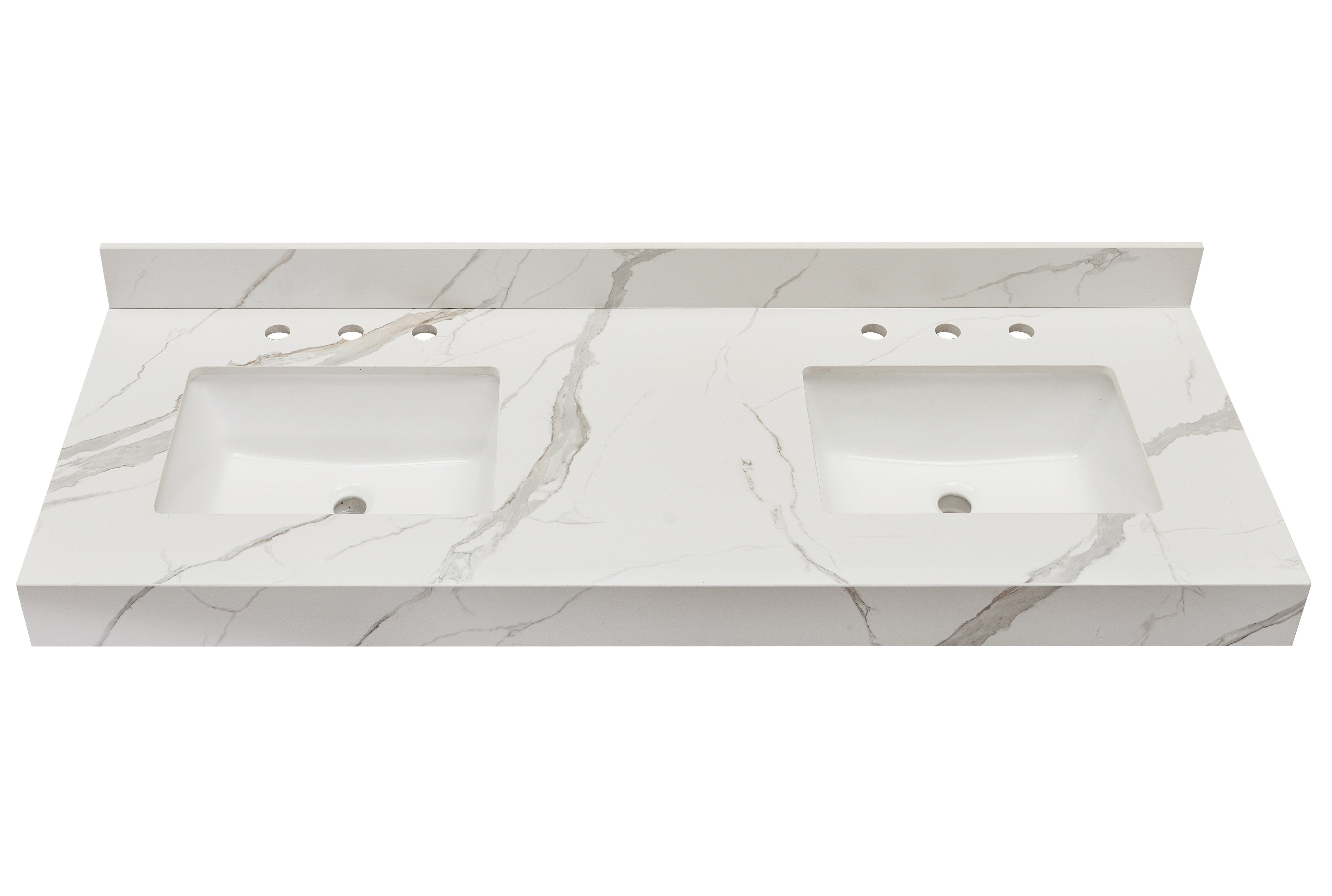 Marseille 60" Double Sink Bathroom Vanity Countertop in Calacatta White Apron