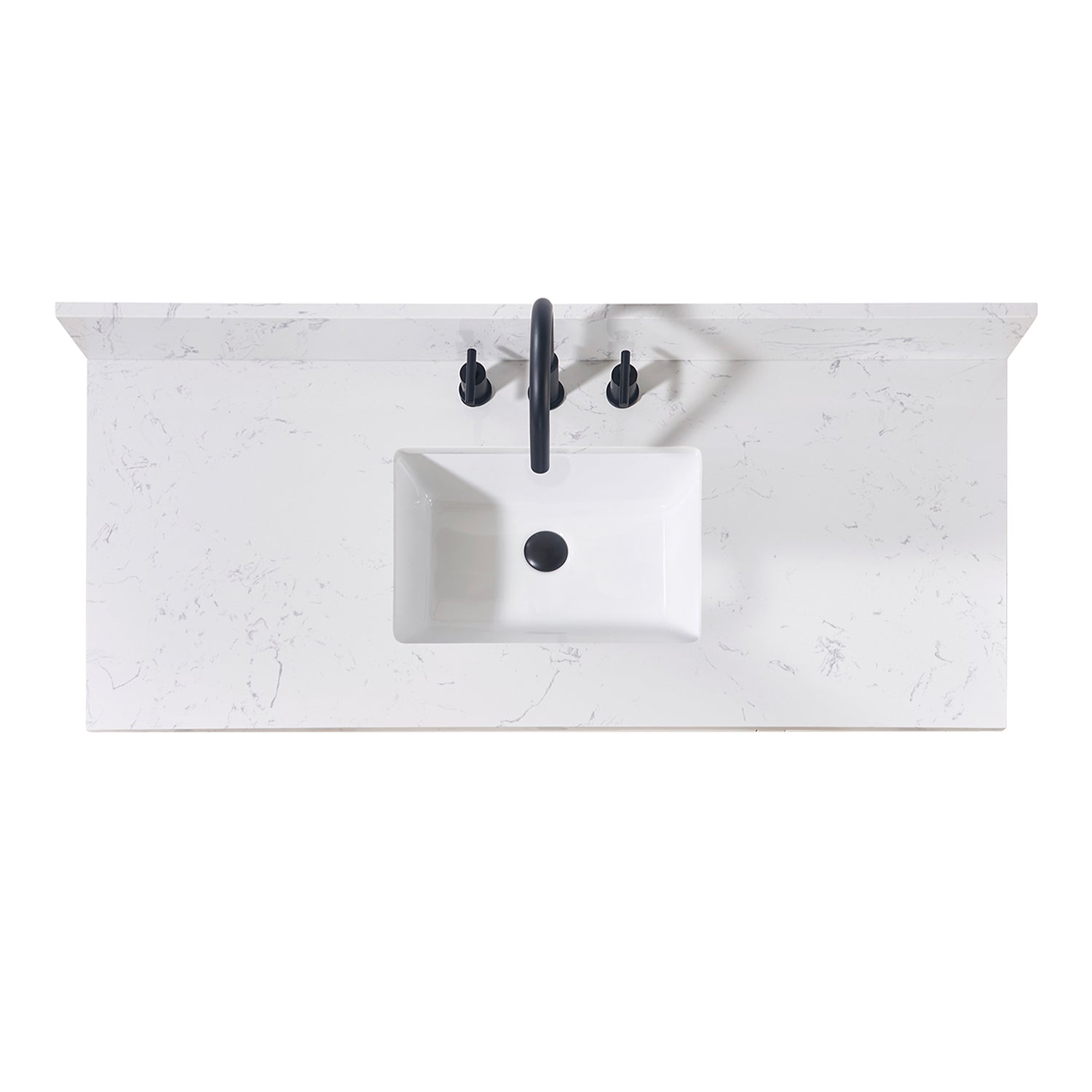 Trento Stone effects Vanity Top in Aosta White with White Sink