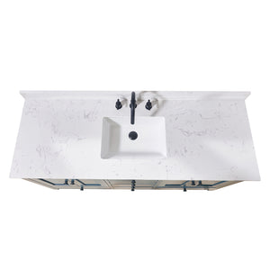 Trento Stone effects Vanity Top in Aosta White with White Sink