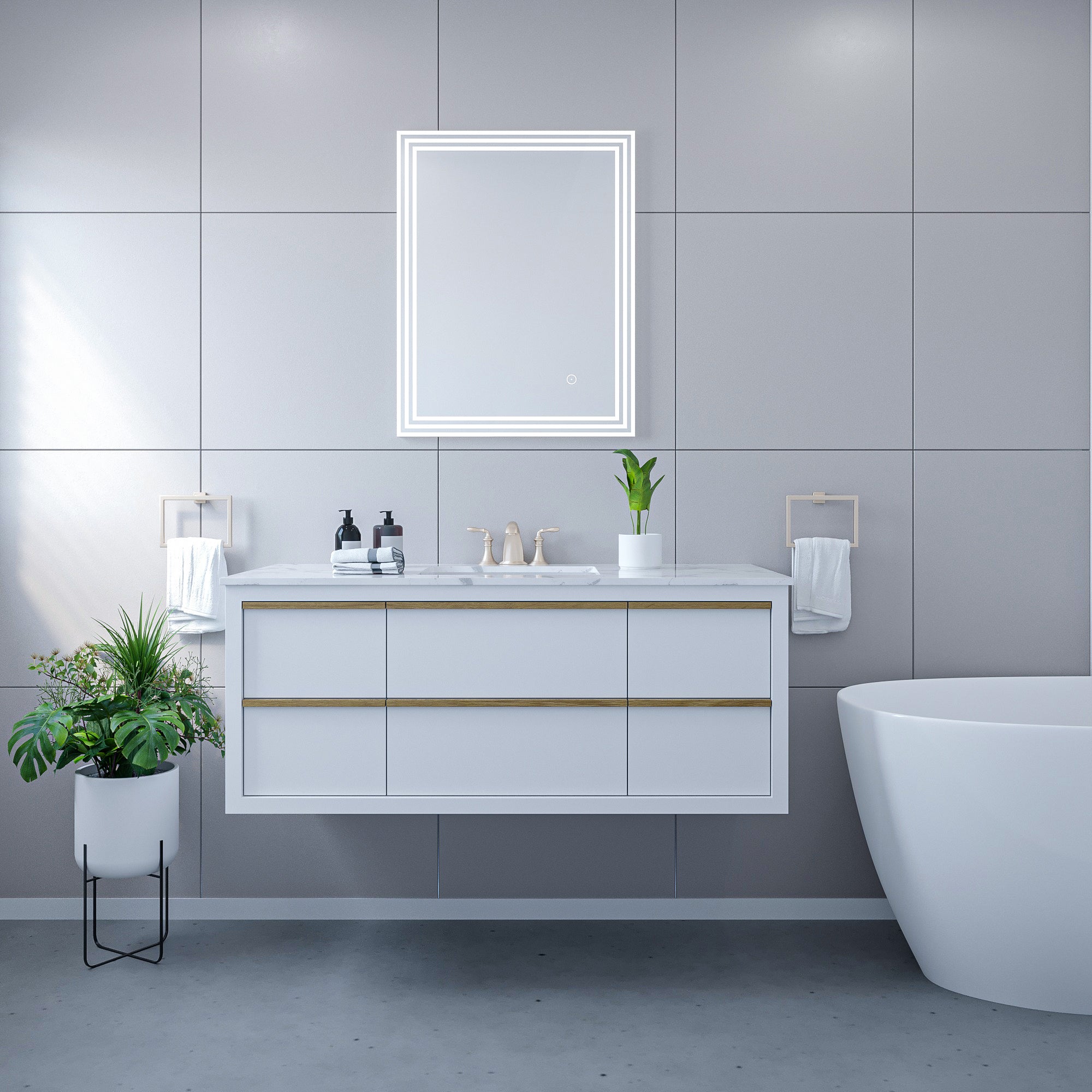 Livorno Rectangle Frameless Modern LED Bathroom Vanity Mirror