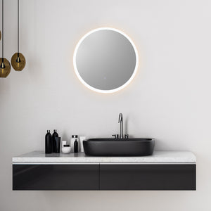 Dimora Round Frameless Modern Bathroom Vanity LED Lighted Wall Mirror