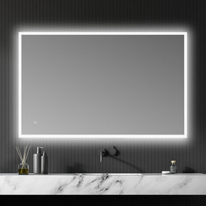Cassano Rectangle Frameless Modern Bathroom Vanity LED Lighted Wall Mirror