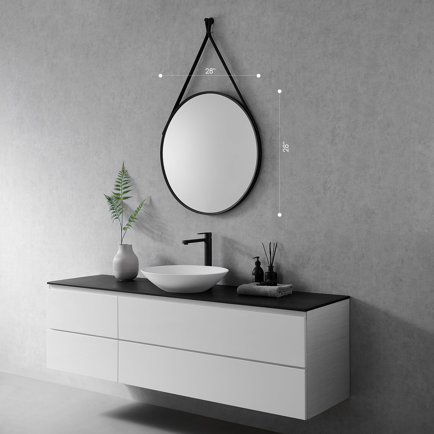 Epoca 28" Circle Bathroom Vanity Aluminum Framed Wall Mirror
