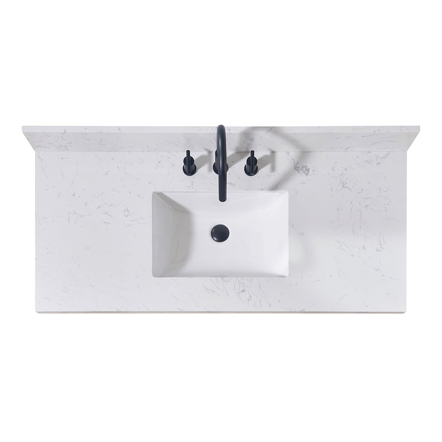 Oderzo Stone effects Single Sink Vanity Top in Aosta White with White Sink