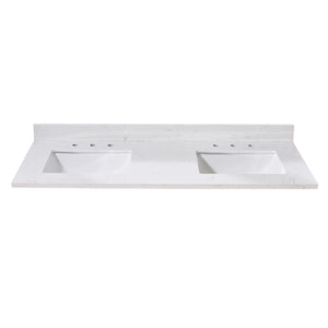 Oderzo Stone effects Single Sink Vanity Top in Aosta White with White Sink