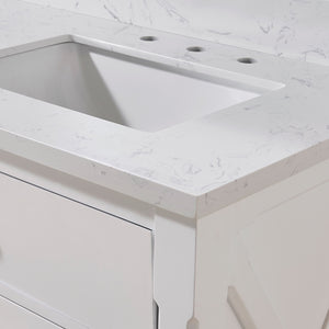 Oderzo Stone effects Single Sink Vanity Top in Aosta White with White Sink