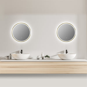 Palme Round 24" Framed Modern Bathroom Vanity LED Lighted Wall Mirror