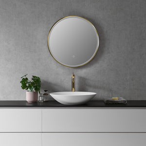 Palme Round 24" Framed Modern Bathroom Vanity LED Lighted Wall Mirror