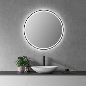 Palme Round 32" Framed Modern Bathroom/Vanity LED Lighted Wall Mirror