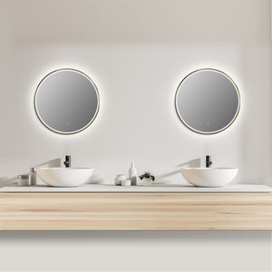Palme Round 32" Framed Modern Bathroom/Vanity LED Lighted Wall Mirror