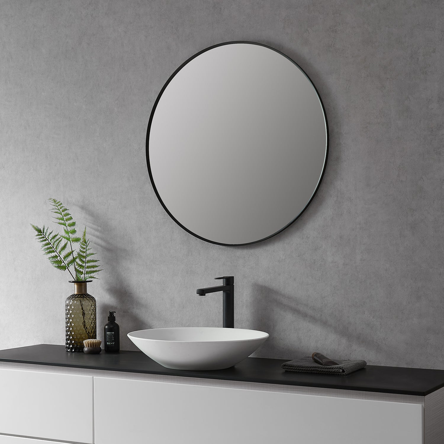 Liceo 30" Circle Bathroom Vanity Aluminum Framed Wall Mirror