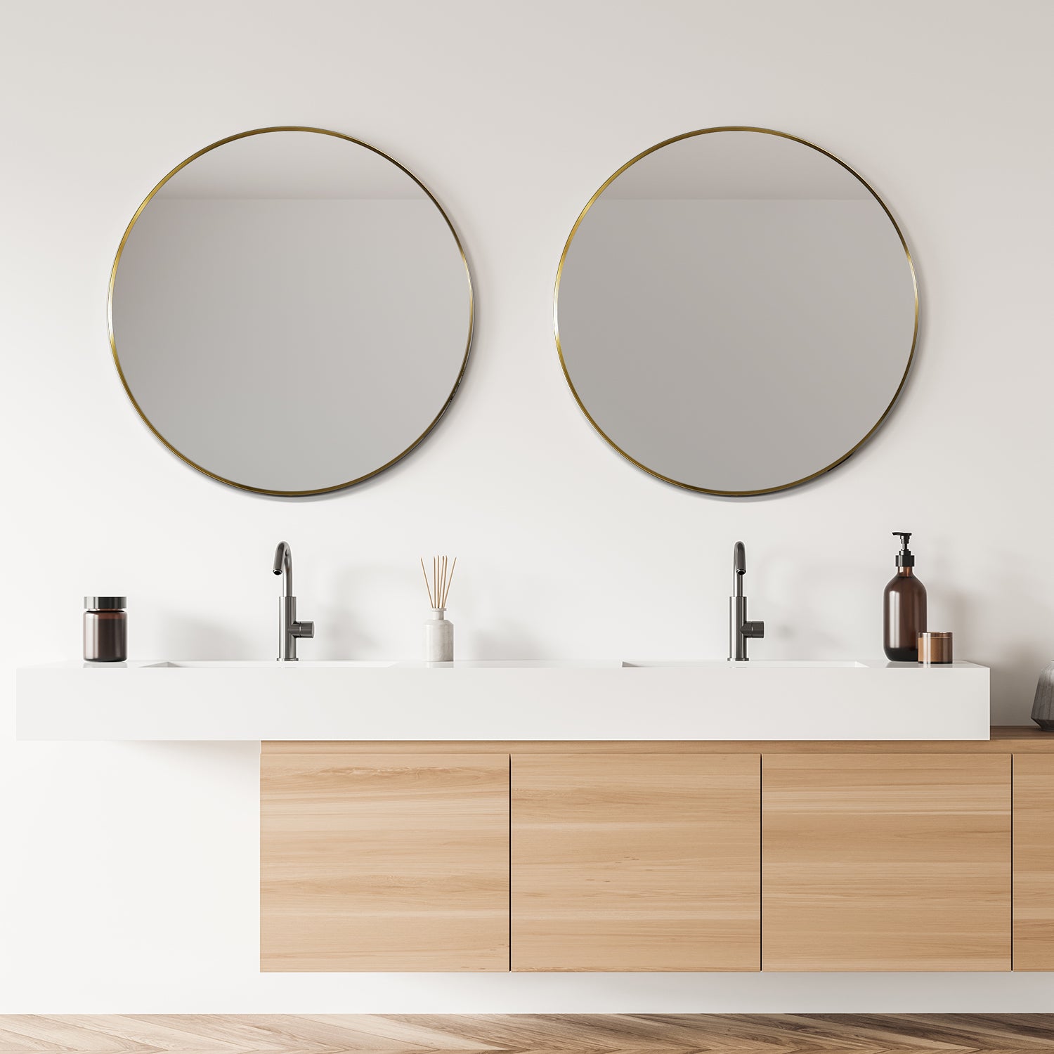 Liceo 30" Circle Bathroom Vanity Aluminum Framed Wall Mirror