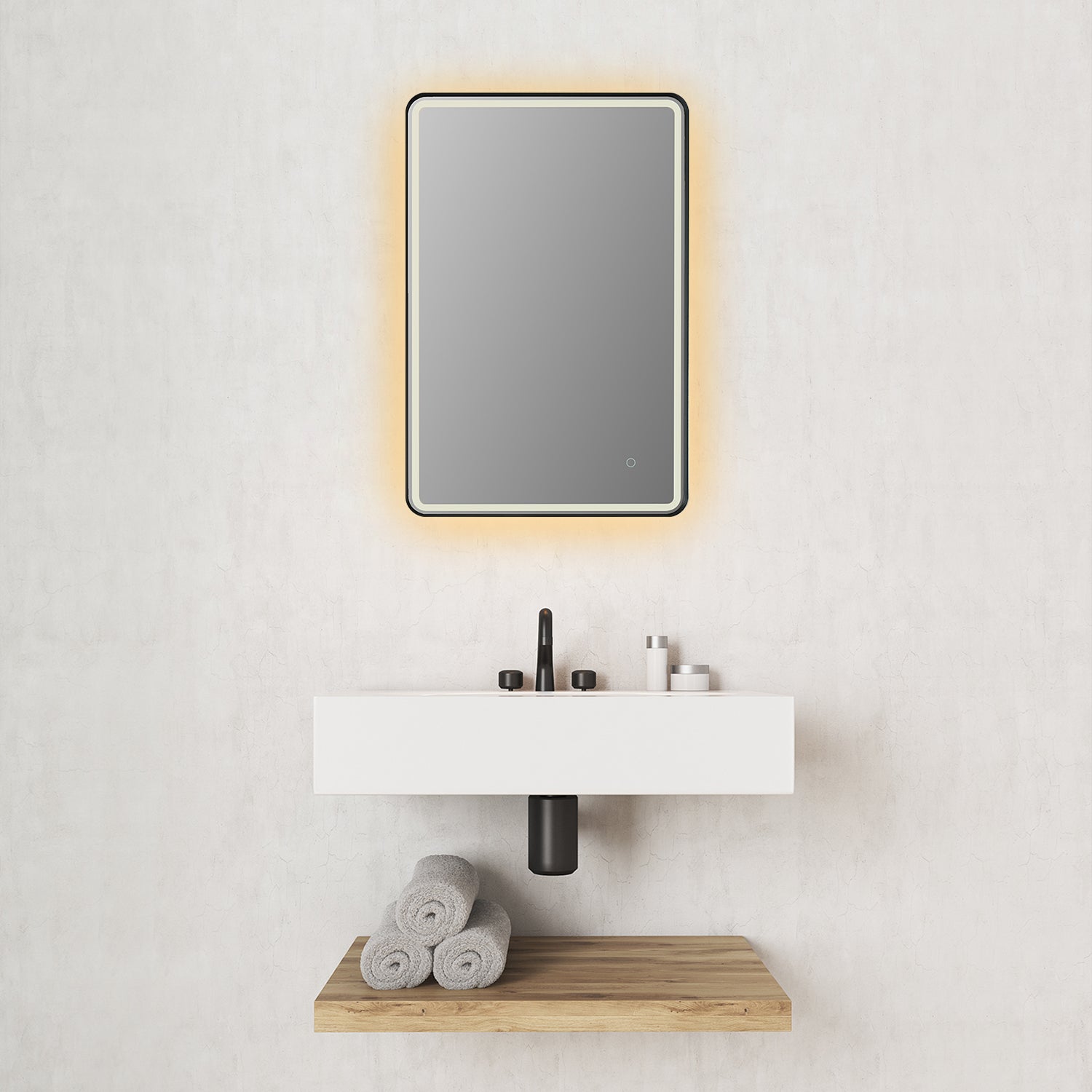 Viaggi Rectangle 24" Framed Modern Bathroom Vanity LED Lighted Wall Mirror