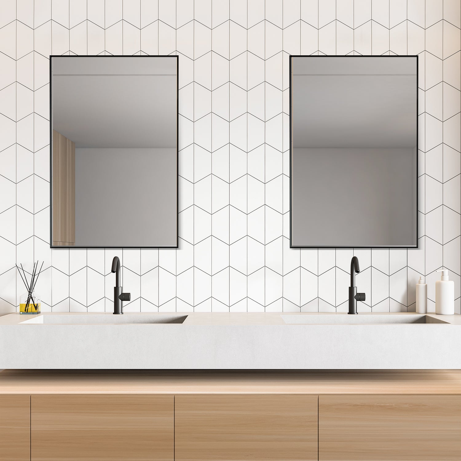 Sassi 24" Rectangle Bathroom Vanity Aluminum Framed Wall Mirror