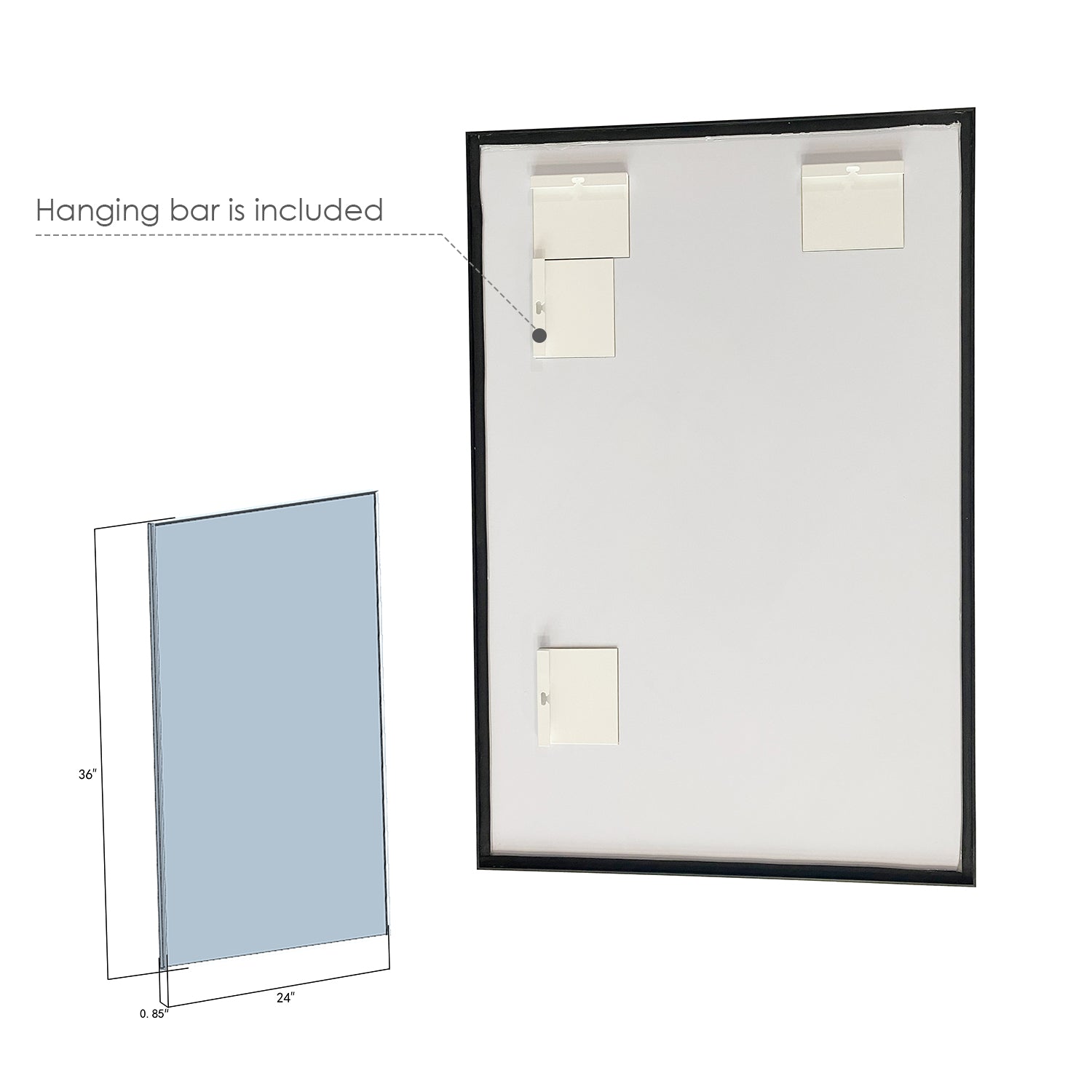 Sassi 24" Rectangle Bathroom Vanity Aluminum Framed Wall Mirror
