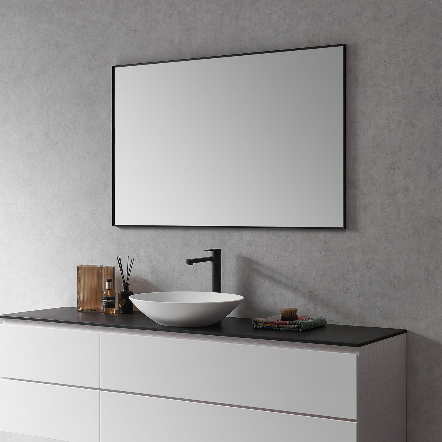 Sassi 48" Rectangle Bathroom Vanity Aluminum Framed Wall Mirror