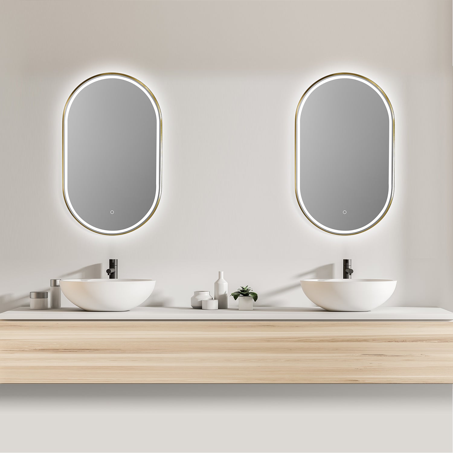 Oleggio Oval 36" Framed Modern Bathroom Vanity LED Lighted Wall Mirror