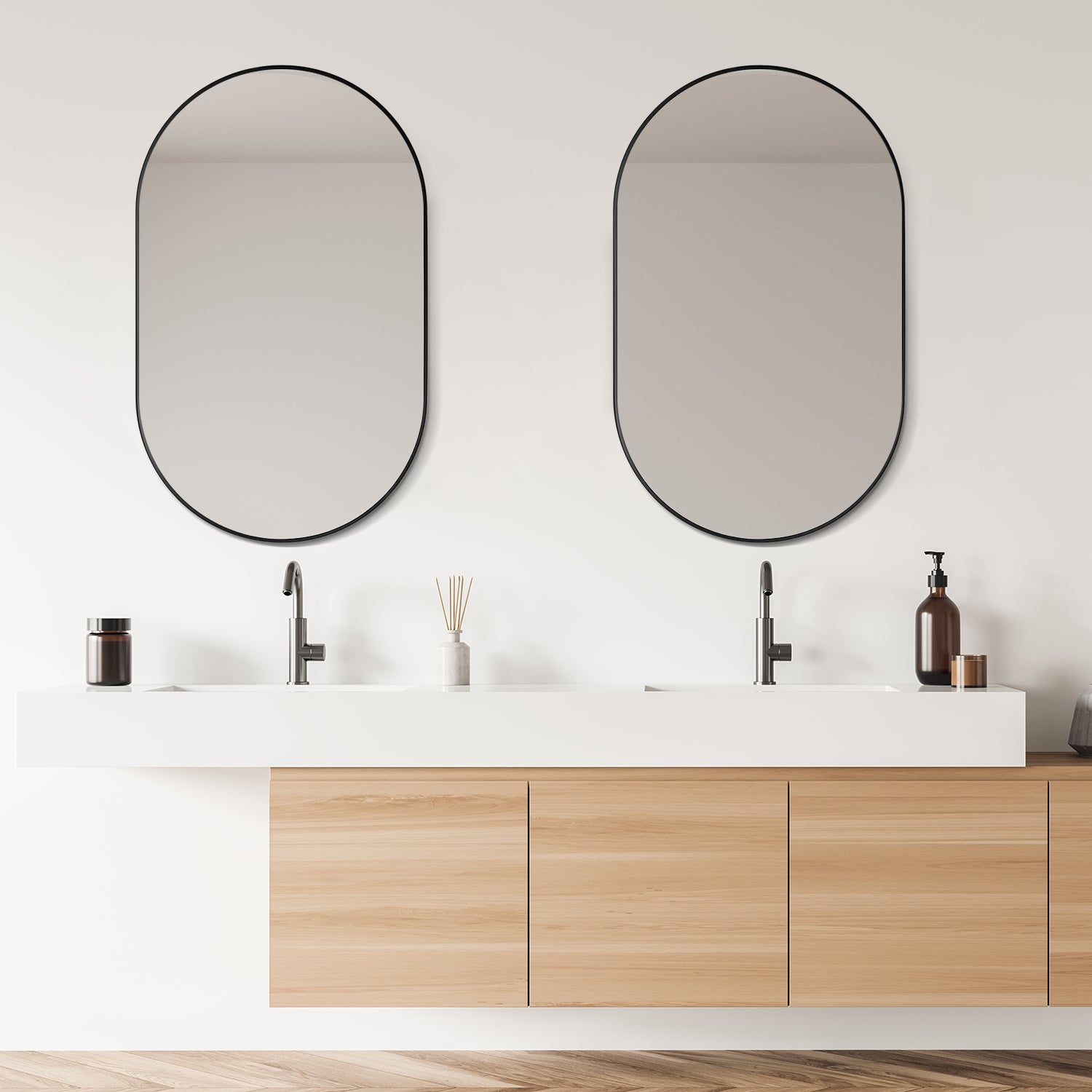 Ispra 36" Oval Bathroom Vanity Aluminum Framed Wall Mirror