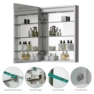 Catola Rectangle Frameless Surface-Mount/Recessed LED Lighted Bathroom Medicine Cabinet