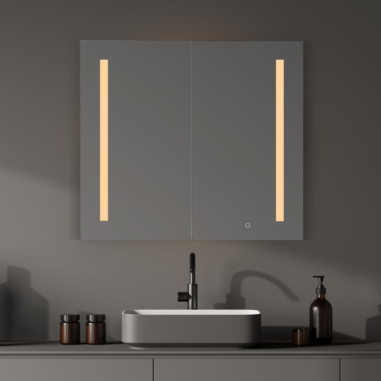 Catola Rectangle Frameless Surface-Mount/Recessed LED Lighted Bathroom Medicine Cabinet