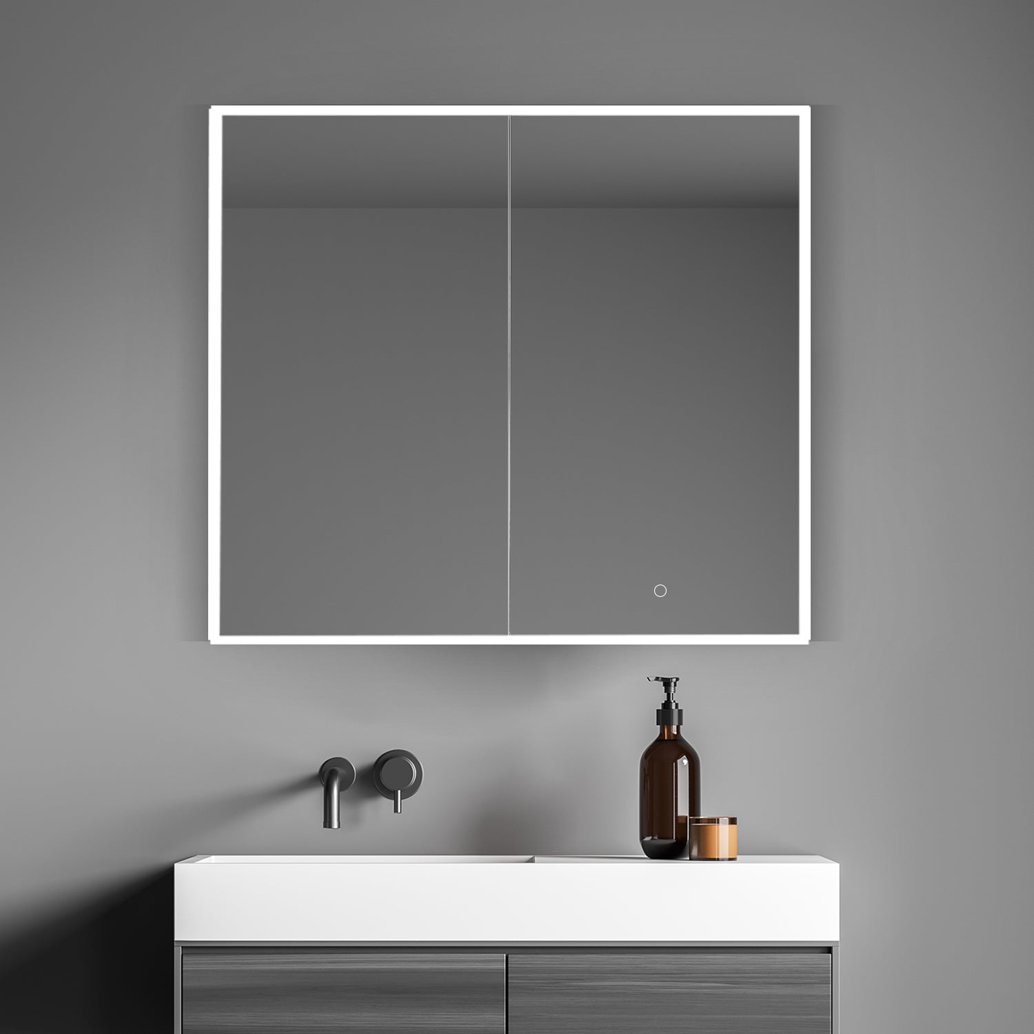 Carsoli Rectangle Frameless Surface-Mount/Recessed LED Lighted Bathroom Medicine Cabinet