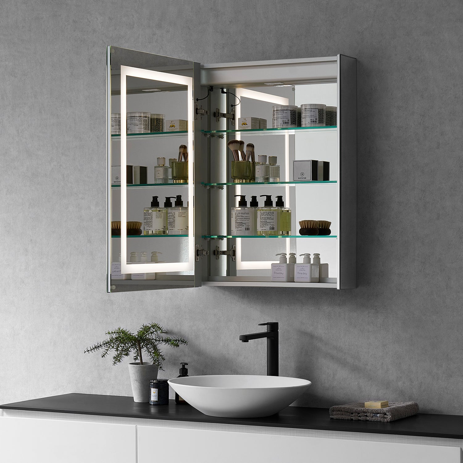 Bojano Rectangle Frameless Surface-Mount/Recessed LED Lighted Bathroom Medicine Cabinet