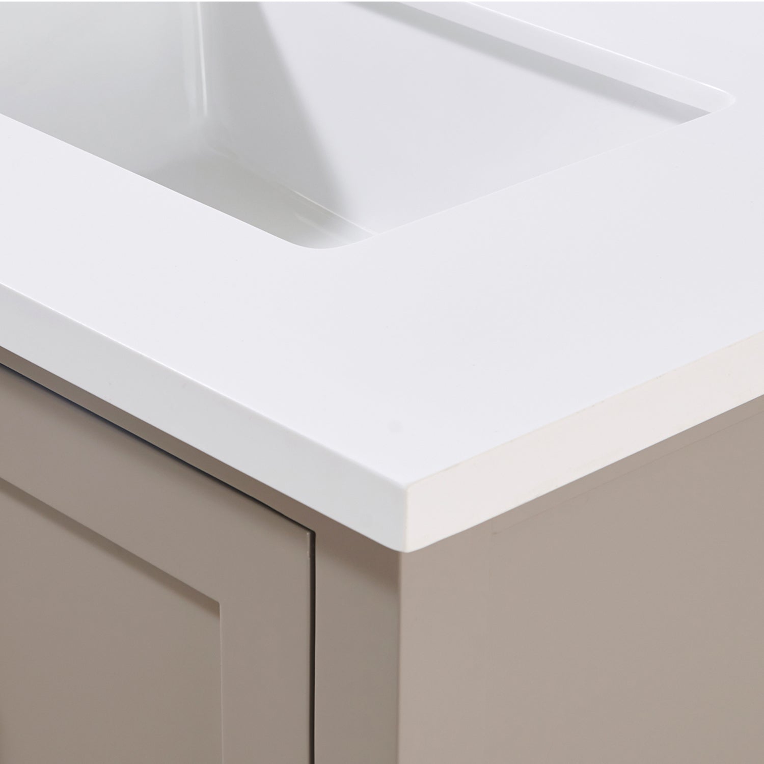 Caorle Stone effects Single Sink Vanity Top in Snow White with White Sink