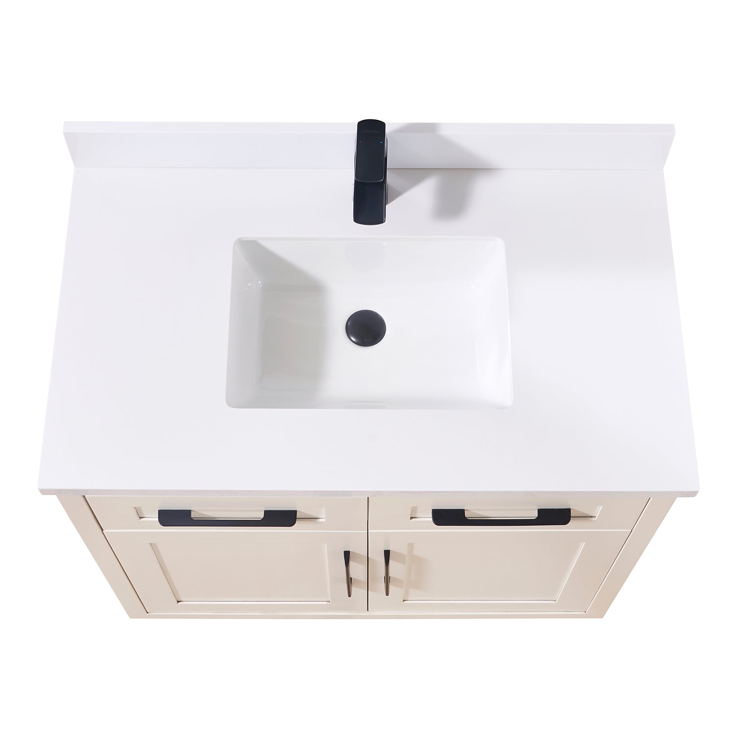 Caorle Stone effects Single Sink Vanity Top in Snow White with White Sink