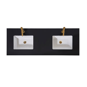 Nauders Stone effects Single Sink Vanity Top in Imperial Black Apron with White Sink
