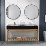 Load image into Gallery viewer, Nauders Stone effects Single Sink Vanity Top in Imperial Black Apron with White Sink
