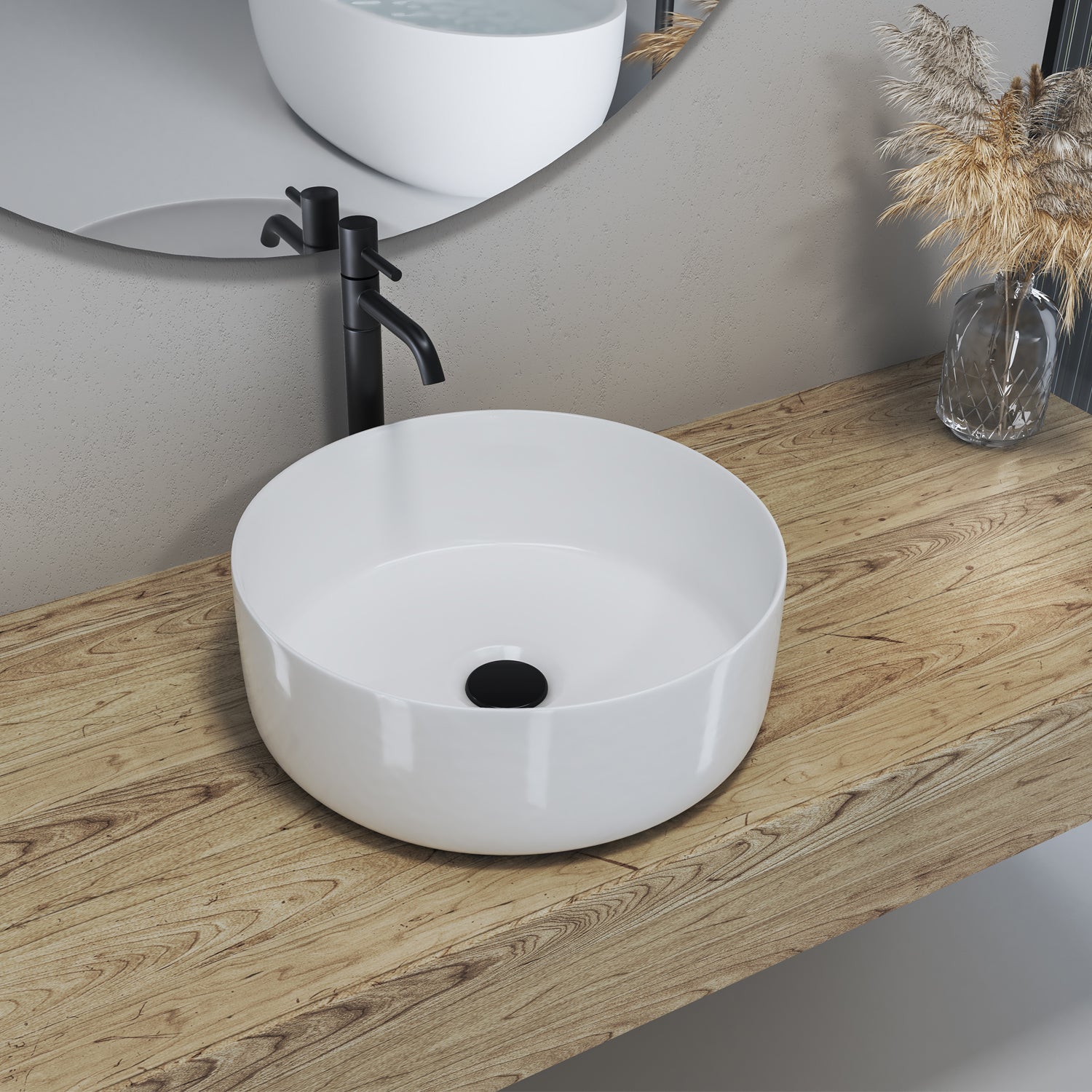 Sabine 14" Round Ceramic Vessel Bathroom Vanity Sink