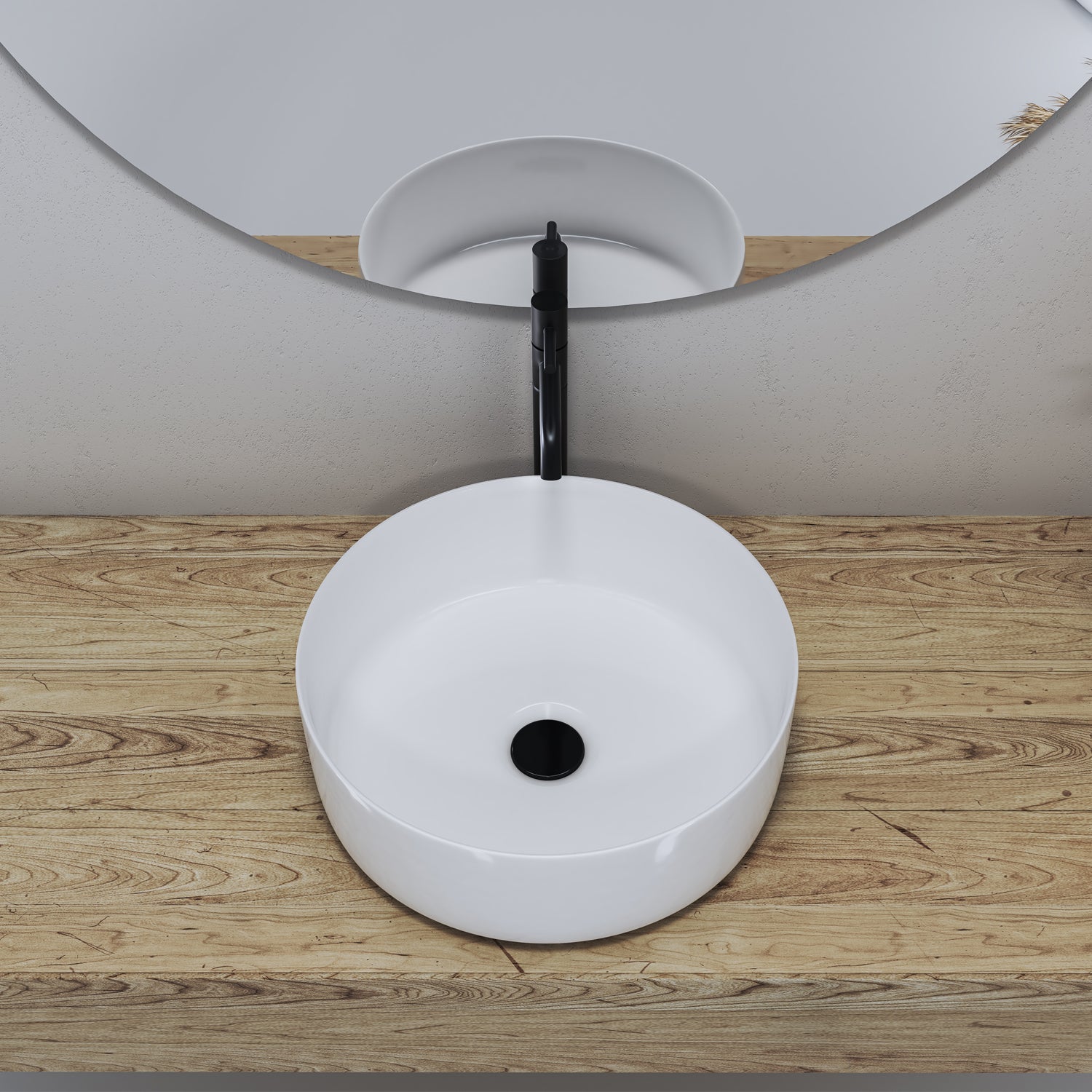 Sabine 14" Round Ceramic Vessel Bathroom Vanity Sink