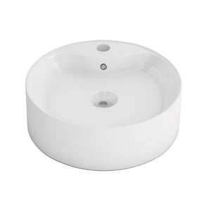 Timitra 18 in. Round White  Finish Ceramic Vessel Bathroom Vanity Sink