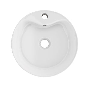 Timitra 18 in. Round White  Finish Ceramic Vessel Bathroom Vanity Sink