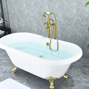 Forc? Vintage Style Cross Handle Claw Foot Floor Mounted Tub Filer with Handshower