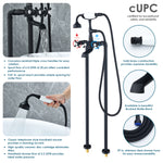 Load image into Gallery viewer, Forc? Vintage Style Cross Handle Claw Foot Floor Mounted Tub Filer with Handshower
