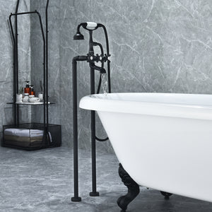 Forc? Vintage Style Cross Handle Claw Foot Floor Mounted Tub Filer with Handshower