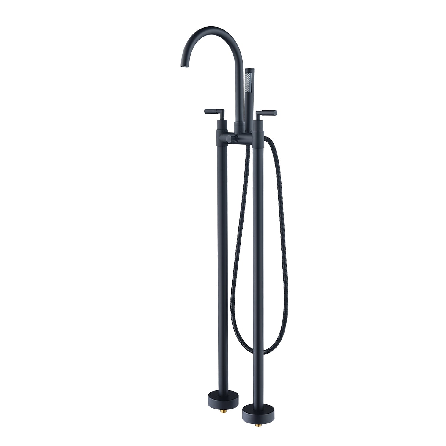 Gnosall Double Lever Handle Freestanding Floor Mounted Tub Filler with Handshower
