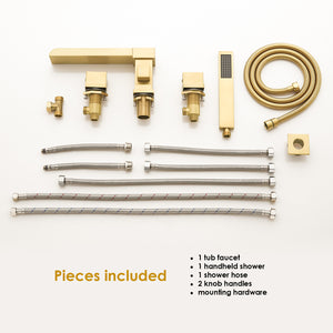 Nairn Deck-Mount Roman Waterfall Tub Filler with Handshower
